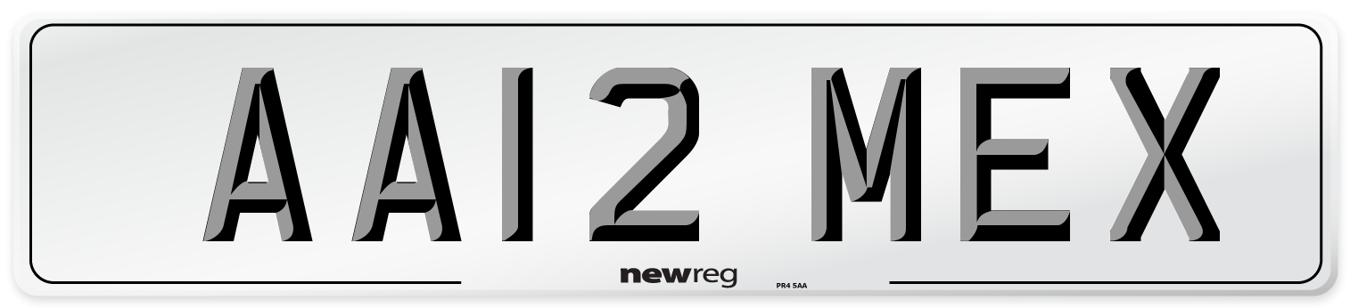 AA12 MEX Number Plate from New Reg